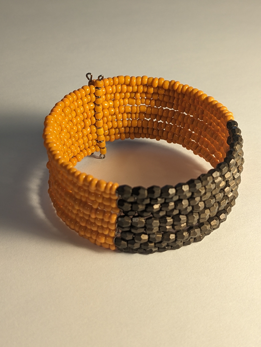 Handcrafted Orange And Brown Multilayered Cuff Bracelet